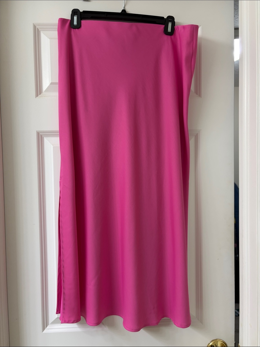 a new day Bright Pink Satin Maxi Skirt with side slit
